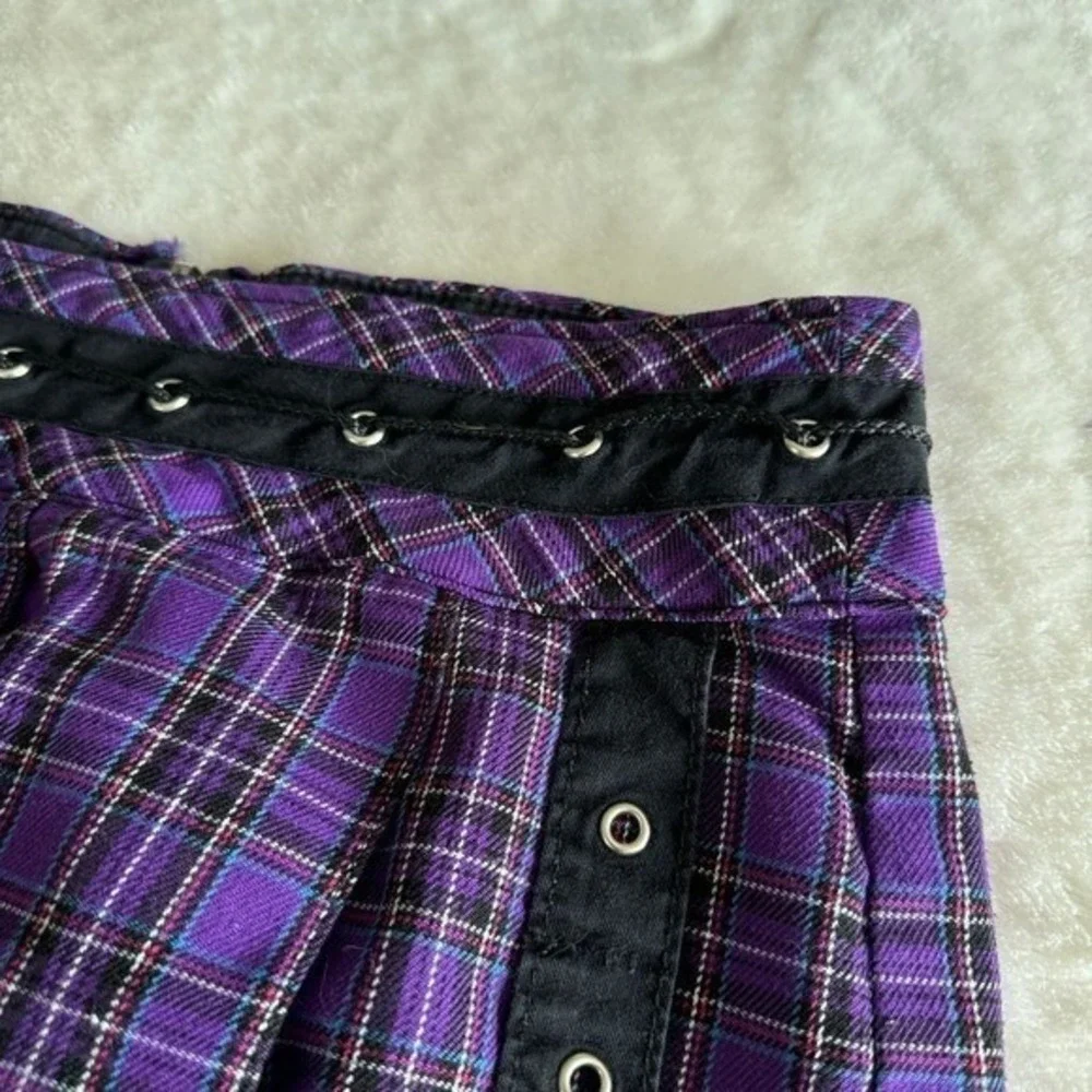 Tripp NYC Skirt Womens XS Purple‎ Plaid Mini Vtg Y2K Goth Grunge Punk Pleated